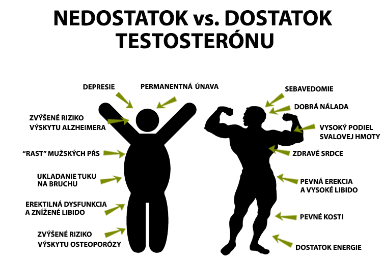 Nedostatok testosterónu možno pozorovať na fyzických i psychických zmenách osobnosti. 