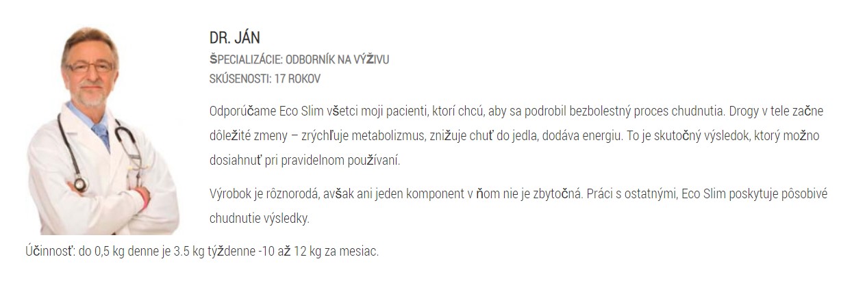 Eco Slim kvapky na chudnutie odporúča 