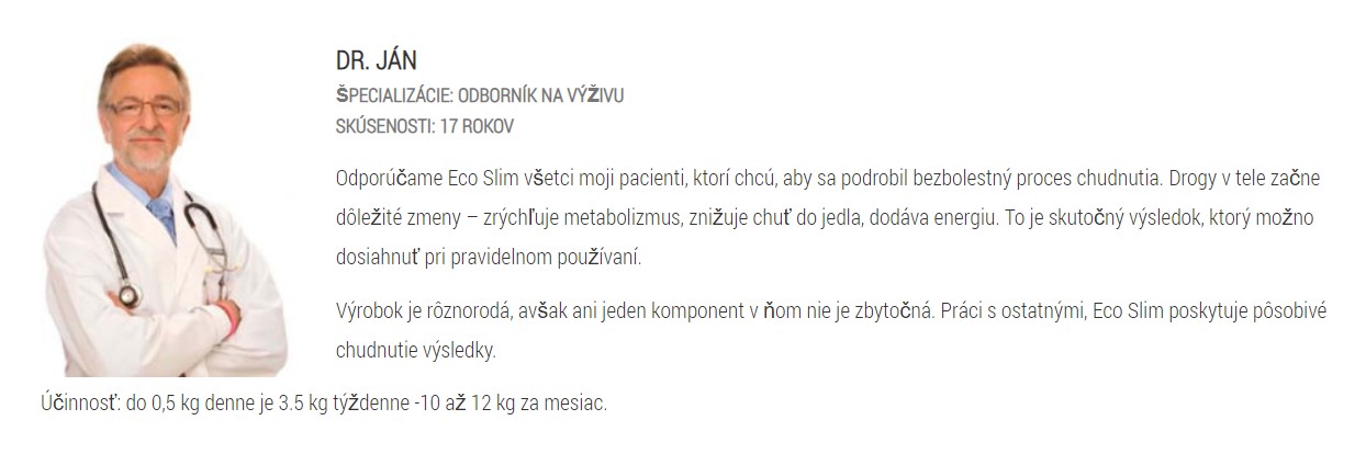 Eco Slim kvapky na chudnutie odporúča 