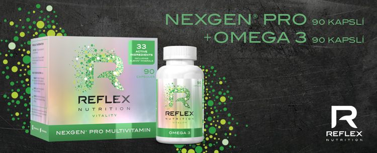 Výživový doplnok Reflex Nutrition Nexgen Pro môžete získať s darčekom v podobe kapsúl Reflex Omega 3