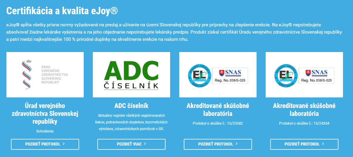 eJoy tablety a certifikáty na predaj