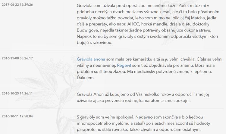 Skúsenosti s prípravkom Natural Medicaments Graviola anona (Annona muricata)