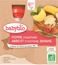 Babybio kapsička jablko marhuľa Banán 4 x 90 g