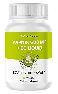 MOVit Vápník 600mg+D3 liquid 90 tabliet