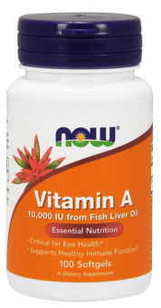 Now Foods Vitamín A 10.000IU 100 tabliet