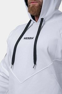 NEBBIA Pánska mikina s kapucnou White  M