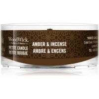 Woodwick Amber & Incense votívna sviečka 31 g s dreveným knotom 