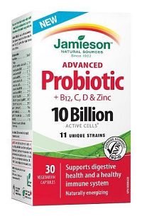 Jamieson Advanced Probiotic 10Billion + B12, C, D & Zinok 30cps, Novinka