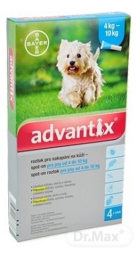 Advantix Spot-on pre psy od 4 do 10 kg (4 pipety) 4x1 ml