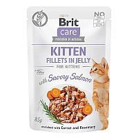 Brit Kapsička Care Cat Kitten Fillets In Jelly With Savory Salmon 85g 1×85 g