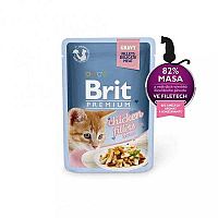 Brit Kapsička Prem Cat Delic Fillets In Gravy With Chicken For Kitten 1×85 g, kompletné vlhké krmivo pre mačiatka