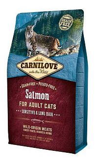 Carnilove Cat Grain Free Salmon Adult Sensitive&Long Hair 1×2 kg, granule pre mačky