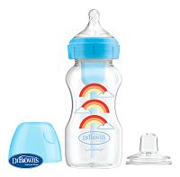 Dojčenská antikoliková fľaša Options+ Wide-Neck 270ml 2v1 modrá s náustkom 1 kus
