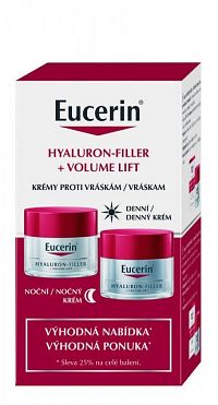 Eucerin HYALURON-FILLER+Volume-Lift krémy denný pre normálnu pleť 50 ml + nočný 50 ml (výhodná ponuka) 1x1 set