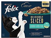 FELIX Deliciously sliced Multipack 4(12x80g) losos/ tuniak/ treska/ platesa v želé