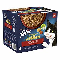 FELIX Sensations Jellies Multipack 4 (24×85g) hovädzie s rajčinami/ kura s mrkvou/ kačica/ jahňacie v och. želé 24×85g