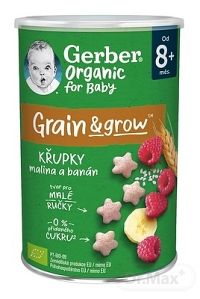 Gerber Organic CHRUMKY Ryžovo-pšeničné 1×35 g, s malinami a banánom (od ukonč. 8. mesiaca)