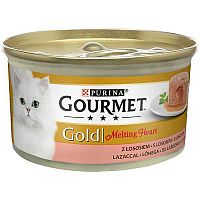Gourmet Konzerva Gold Melting Heart Paštika s Lososom 1×85 g, konzerva pre dospelé mačky