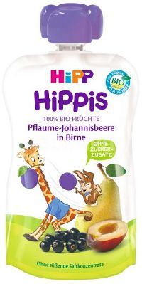 HiPP BIO 100% ovocie Hruška-Čierné ríbezle-Slivka 100 g