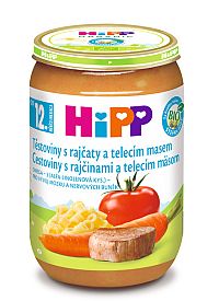 HiPP BIO Cestoviny s rajčinami a teľacím mäsom 1×220 g, detský príkrm