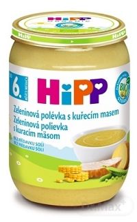 HiPP Polievka BIO Zeleninová s kuracím mäsom 1×190 g, zeleninová polievka s kuracím mäsom pre deti