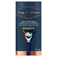 King C Gillette Holiaci strojček na holenie a tvarovanie + 1 NH 1×1 set, holiaci strojček + 1 náhradná hlavica
