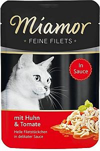 Miamor Kapsička Feine Filets Kura+Rajce v Omáčke 1×100 g, kapsička pre mačky