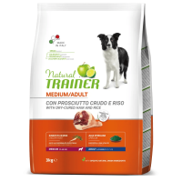 Natural Trainer Medium Ad Prosciutto a ryža 1×3 kg, granule pre dospelé psy stredných plemien