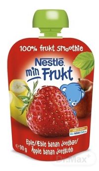 Nestlé min Frukt Jahoda Jablko Banán 1×90 g, kapsička, ovocná desiata (od ukonč. 6. mesiaca)