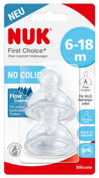 NUK FC+ cumlík FLOW Control 6-18m. 1x2 kusy