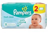Pampers baby wipes Fresh clean 2x64 kusov - vlhčené obrúsky
