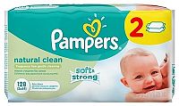 PAMPERS baby wipes NATURAL CLEAN Economy 2 vlhčené obrúsky, chamomile, 2x64 (128 ks)