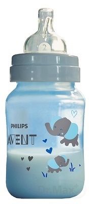 Philips Avent fľaša PP Antikolik Modrá sloník antikolikový mäkký cumlík pomalý prietok 2 otvory 1x1 ks 260 ml