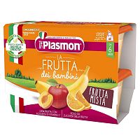 PLASMON Desiata ovocná mix v aseptických nádobkách, 6m+ 4×100 g, ovocná desiata