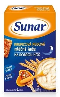 Sunar KRUPICOVÁ MEDOVÁ KAŠA mliečna NA DOBRÚ NOC 225g (od ukonč. 6. mesiaca)