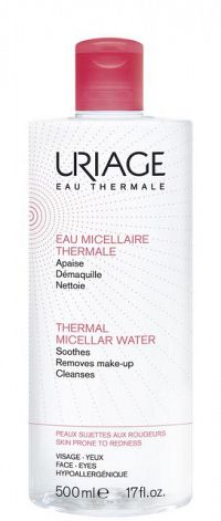 Uriage Eau Micellaire Thermale micelárna čistiaca voda pre citlivú pleť so sklonom k začervenaniu (Soothes, Removes Make-Up, Cleanses) 500 ml