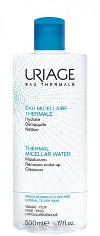 Uriage Hygiène micelárna voda pre normálnu až zmiešanú citlivú pleť Make-up Remover Water 500 ml