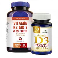 Vitamín K2 MK7+D3 For. Vitamín D3 For.2000/I.U. 125 tabliet + 30 tabliet