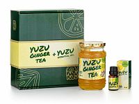 Yuzu Tea Harmony box pre zdravie a duševnú rovnováhu - Yuzu Ginger Tea, 500g + 100% YUZU Essential Oil, 10 ml
