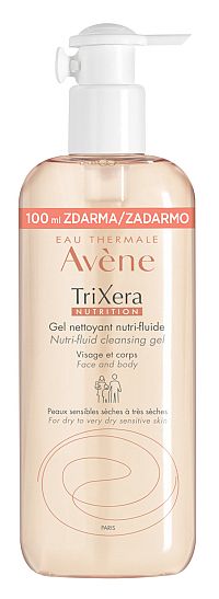 Avène TriXera Nutrition čistiaci gél na tvár a telo Nutri-Fluid Cleanser 500 ml