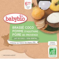 Babybio Desiata s kokosovým mliekom JABLKO A HRUŠKA 4 x 85 g