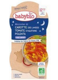 Babybio Good Night mrkva s paradajkovým pyré sladkú kukuricou a polentou 2 x 200 g
