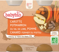 Babybio mrkva tekvica a jablká s kačacím mäsom 2 x 200 g