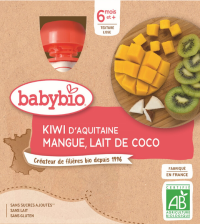Babybio Pyré kiwi mango kokosové mlieko 4 x 90 g