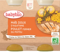 Babybio Skládky kukurice s kuracím mäsom 2 x 200 g