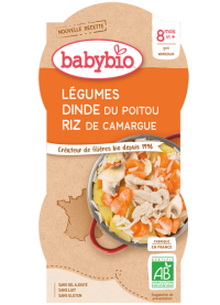 Babybio zelenina s morčacím mäsom a ryžou 2 x 200 g