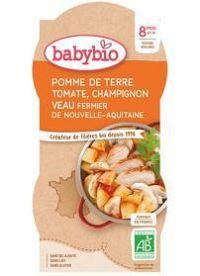 Babybio Zemiaky s paradajkovým pyré šampiňóny a teľacím mäsom 2 x 200 g