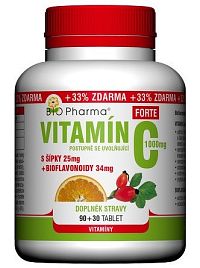 BIO Pharma Vitamín C so šípkami 1000 mg Forte 120 tabliet