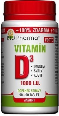 BIO-Pharma Vitamín D3 Forte 1000 I.U. 180 tabliet