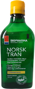 Biopharma Nórsky rybí olej s prírodnou citrónovou príchuťou Norsk Tran 375 ml